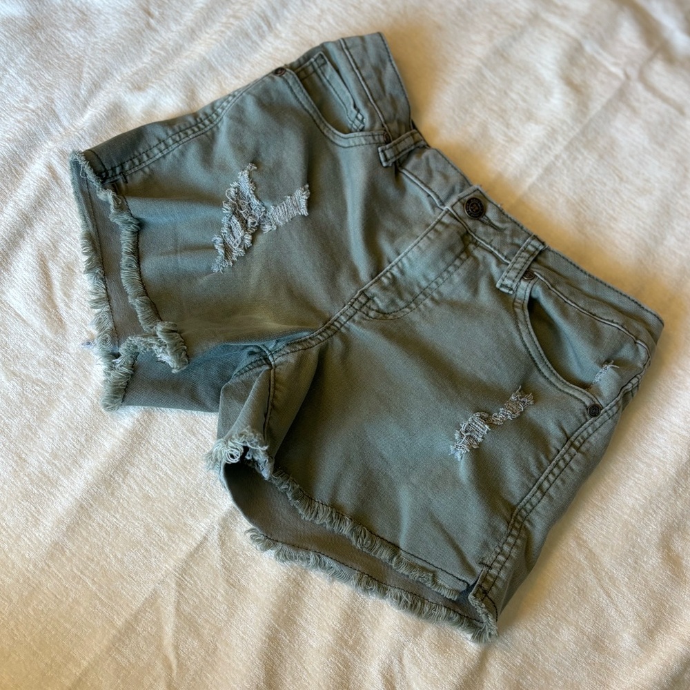 Altar’d State green denim shorts